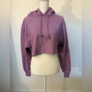 Champion Women's Lavender Cropped cotton Hoodie